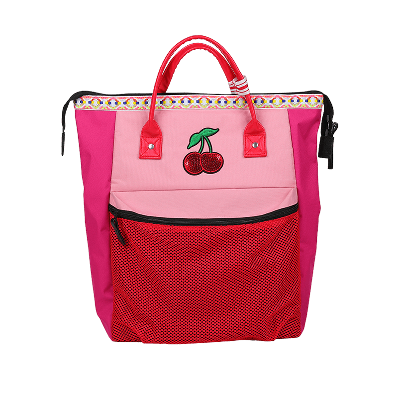 Fashionable pink net bag women travel daypack